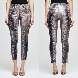 L'AGENCE Women 28 Margot Jeans Petal Black High Rise Skinny Foil Snake Coated